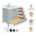 thumbnail image 3 of ARIEL Cambridge 43 Inch Grey Bathroom Vanity with Single Sink, Solid Wood, White Quartz Countertop, 1.5-Inch Edge, Left Rectangular Undermount Sink, 2 Soft Closing Doors, 5 Drawers, 3 of 10