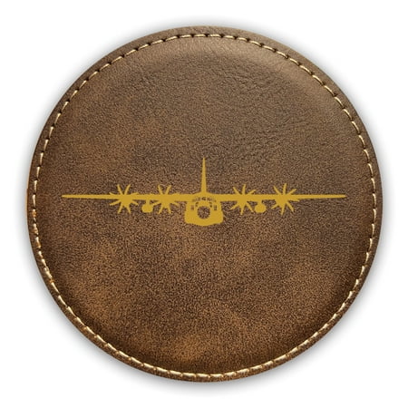 

C-130T Hercules Coaster Laser Engraved Leatherette - Round Coasters - Many Colors - Single / Coasters Sets - c-130 c130 transport aircraft