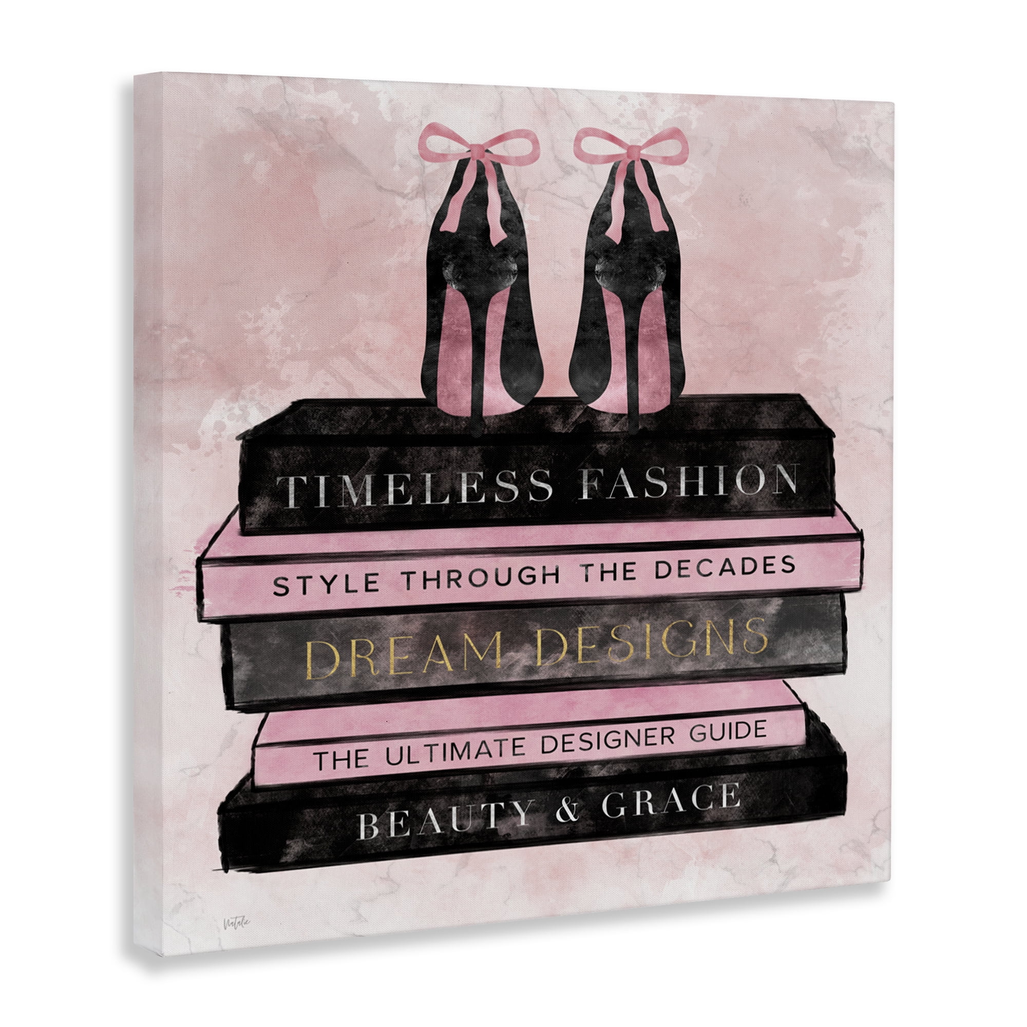 Stupell Industries Blush Fashion Book Stack Canvas Wall Art, design by Natalie Carpentieri