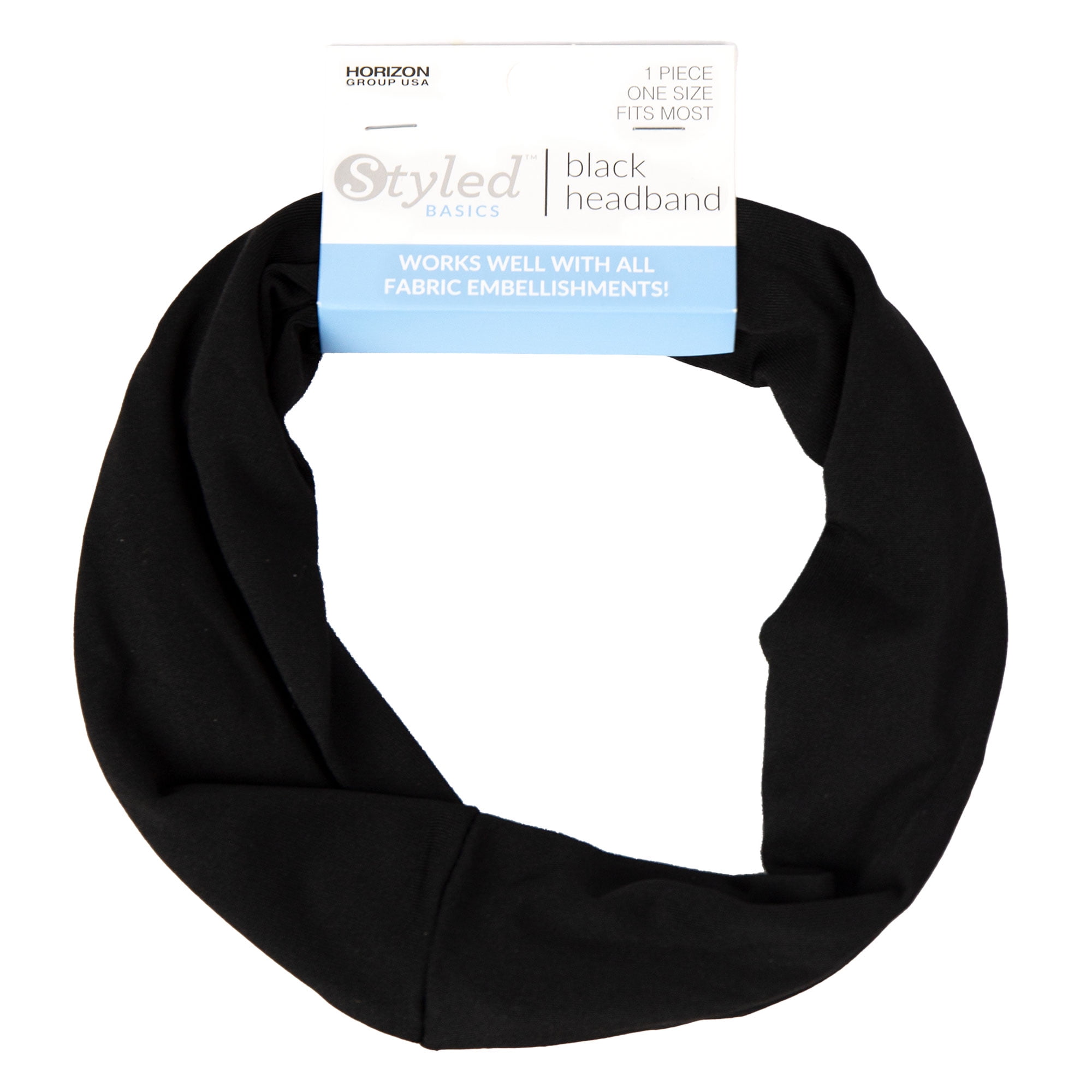 Styled Basics Customizable Elastic Black Headband, One Size Fits Most