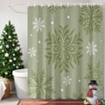 thumbnail image 4 of Shower Curtain 72"W x 96"L Winter Christmas Snowflake Green Art Fabric Shower Curtains Set with Hooks Water Repellent Bathroom Curtains Machine Washable Bathroom Accessories, 4 of 9