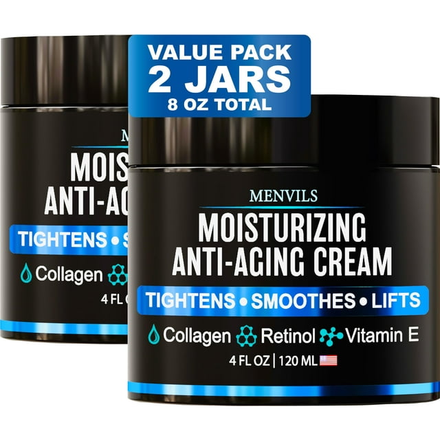 Crema hidratante facial Menvils Antienvejecimiento para hombres (paquete de 2) 240 ml