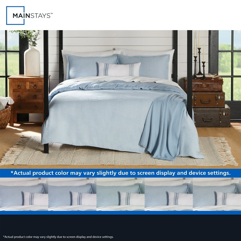 Free Shipping! Mainstays Blue Stripe Matelasse Comforter Set Full