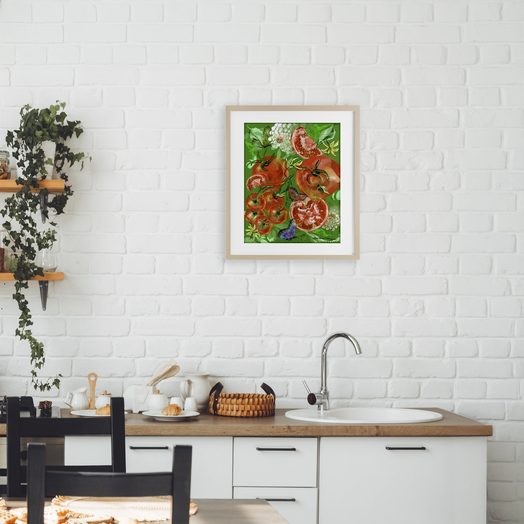 Stupell Industries Tomatoes Swirl Collage Birch Framed Print Under Glass, design by Susan Lugar