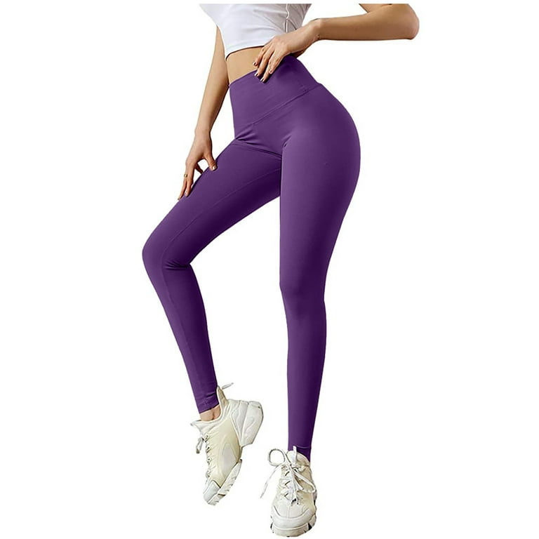 Hfyihgf Leggings for Women High Waist Tummy Control Yoga Pants Back Tie Bow  Hip Lift Workout Fitness Running Tights(Purple,M) 