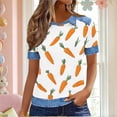 thumbnail image 2 of ZVAVZ Funny Easter Shirts for Women Waffle Knit Bunny Egg Print Tshirt Cute Graphic Short Sleeve Patchwork Pullover Tops Comfy Holiday Top Orange,S, 2 of 7