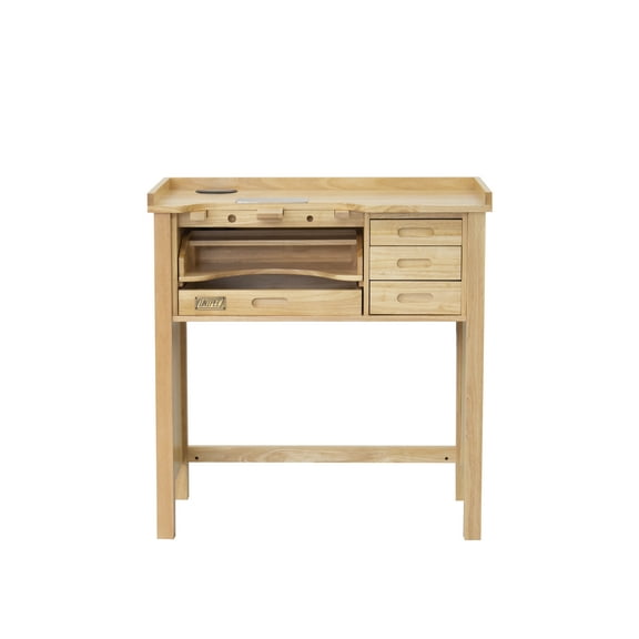 UNIPEC Deluxe Solid Wood Jewelers Workbench – Heavy-Duty Jewelry Bench with Drawers, Outlets, 1 USB, 1 Type-C, 2 Sockets, Wireless Charging Pad & Pop-Up Retractable Power Socket for Crafting & Repair