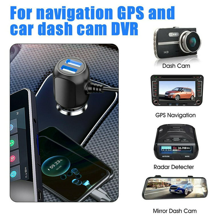 Dash Cam Charger GPS Navigator Charger Cable for Mini USB Port Device Dash  Cam GPS MP3/MP4 Player Canon Digital Camera PDA Charger for 12V Car and 24V