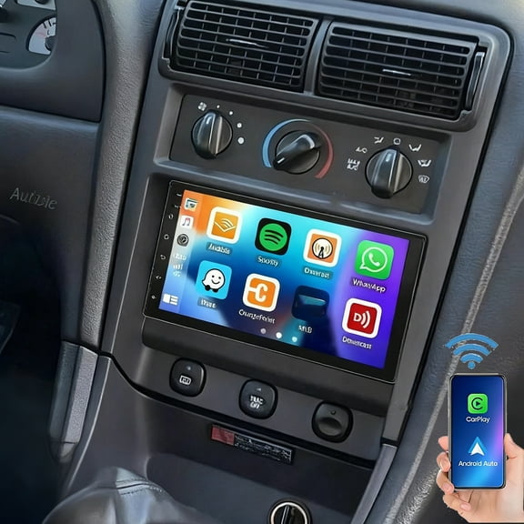 Eforcase Car Radio for Ford Mustang 1994-2004 Compatible with Wireless Carplay Android Auto, Android 15 Touchscreen Car Stereo Bluetooth Navigation GPS WiFi FM/AM Backup Camera