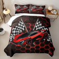 thumbnail image 2 of Homewish Cool Race Car Bed Spread Queen For Kids Boys,Gradient Red Honeycomb Queen Coverlet Set,3-Piece, 2 of 7