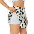 thumbnail image 3 of Lsque Abstract Green Polka Dot Printed Women's Running Shorts with Liner Pockets,Elastic Quick Dry Workout Athletic Gym Yoga Shorts,Womens High Waist Shorts-Small, 3 of 9