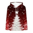 thumbnail image 4 of Fuzzy Hoodies Women Christmas Sweatshirts Oversized Soft Warm Flannel Fleece Hooded Sweaters Long Sleeve Tops (L, Red #A), 4 of 5