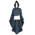 thumbnail image 4 of Ecqkame Plus Size Renaissance Cosplay Vintage Maxi DressCosplay Men's And Women Cloak For Jedi Robe Costume Solid Color Tunic Hooded Uniform Navy L, 4 of 5