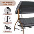 thumbnail image 6 of Pirecart 3-Seat Outdoor Porch Swing Chair with Canopy, Removable Cushions, Patio Hammock Lounge Chair for Garden, Poolside, Balcony, Gray, 6 of 8