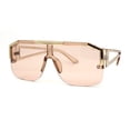 thumbnail image 3 of Mens Half Rim Flat Top Mobster Squared Shield Sunglasses All Peach, 3 of 4