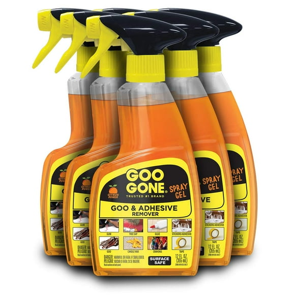 Goo Gone Vaporisateur Gel Original [6 Pack] - Enlève la Gomme à Mâcher, la Graisse, le Tar, les Autocollants, les Étiquettes, les Résidus de Ruban, l'Huile, le Sang, le Rouge à Lèvres, le Mascara, le Vernis à Chaussures, le Craie de Cire, Etc. - 12 fl. oz.
