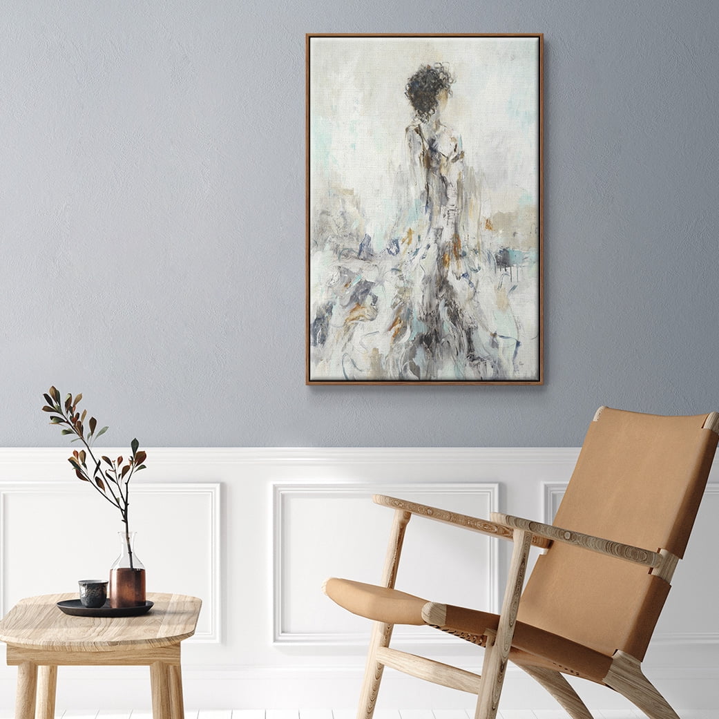 Romantic Reflection II Framed Premium Gallery Wrapped Canvas - Ready to Hang - 25 x 37 - Walnut Floating Frame