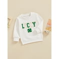 thumbnail image 4 of Elippeo Toddler St. Patrick's Day Toddler Kids Baby Boy Girl Sweatshirts 6M 12M 18M 24M 3Y Fuzzy Letter Embroidery Long Sleeve Round Neck Pullover Loose Tops, 4 of 10