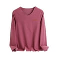 thumbnail image 4 of SDNall Ladies' Thermal Long-Sleeved V-Neck Undershirt, Color Fleece, Solid Color Jersey, Warm - Comfortable Base Layer, 4 of 9