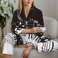 thumbnail image 6 of Fotbe Piano Keys With Musical Notes Pattern Long Sleeve Pajama Set for Women,Sleepwear Set,2-piece Loungewear Set,Soft PJs Comfy Nightwear with Pockets -Large, 6 of 7