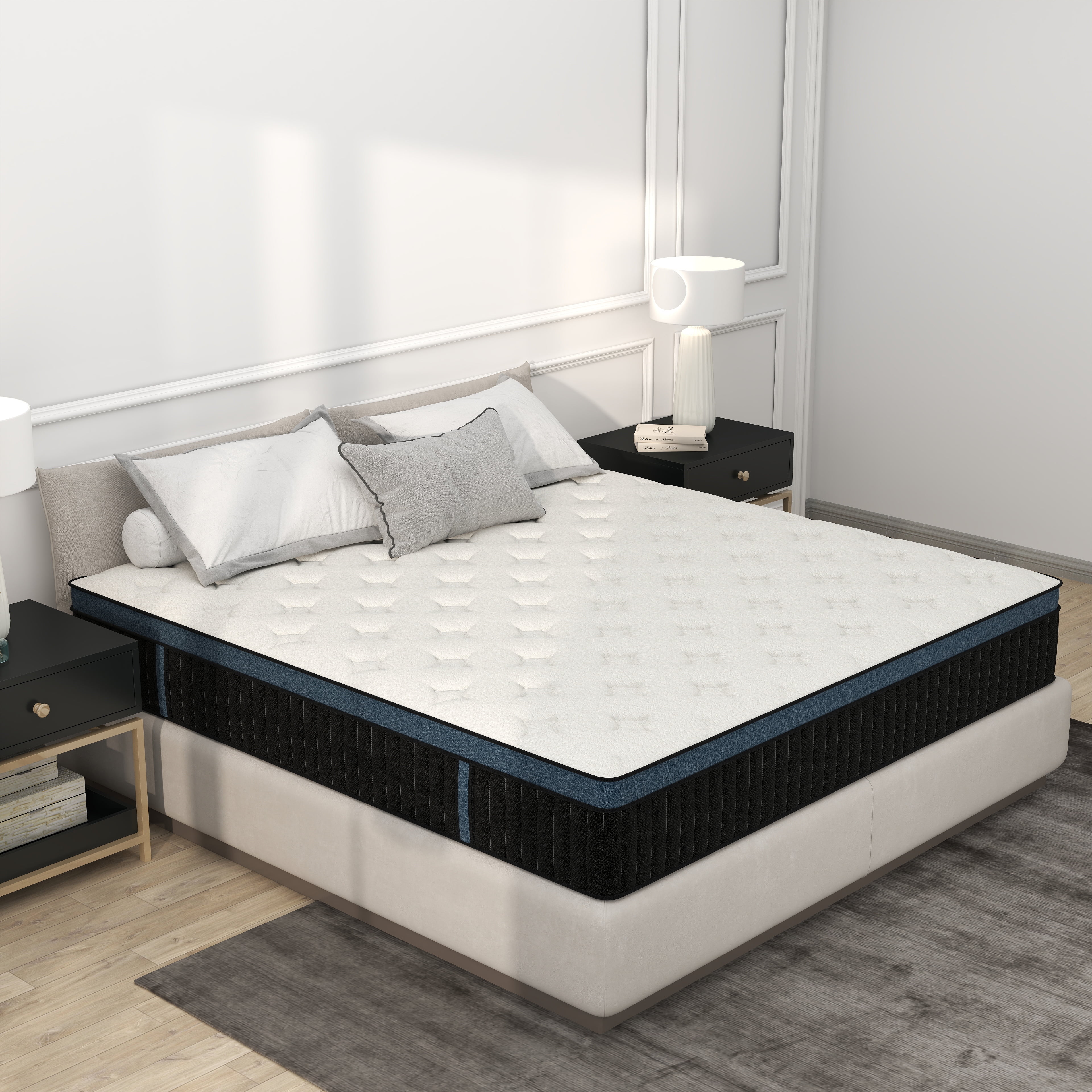 lemontalking 12 Inch Hybrid Mattress In A Box Innerspring And Gel Memory Foam Medium Firm, Twin Mattress