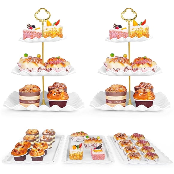 Set de exhibición para mesa de postres Findful de 5 piezas con soportes de 3 niveles