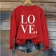 thumbnail image 4 of Penkiiy Camisetas Día de San Valentín Mujeres Amor Corazón Rojo Sudadera gráfica de manga larga Cuello Crew Valentines Tops XL Rojo, 4 of 4