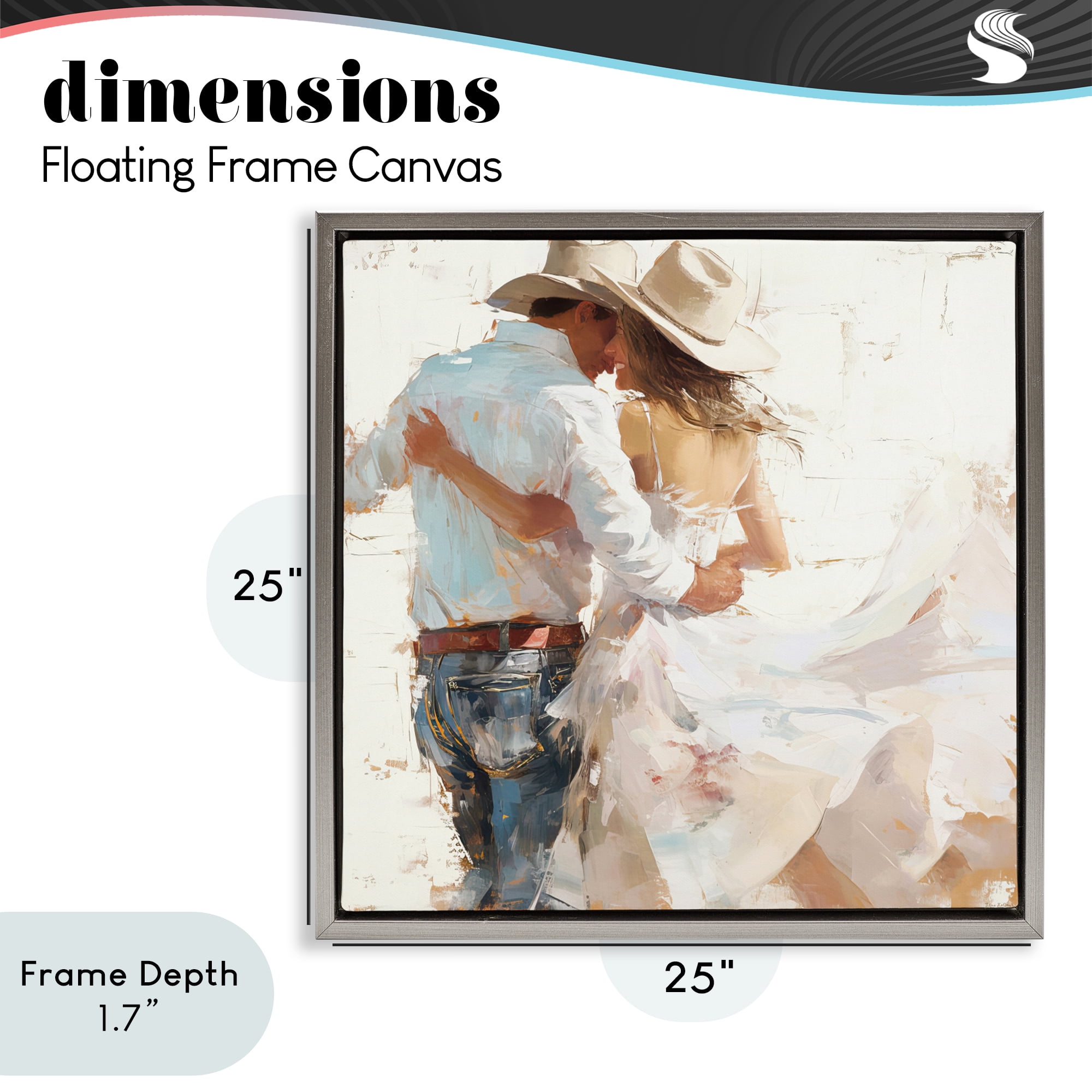 Stupell Industries Cowgirl Romance Couple Gray Framed Floater Canvas Wall Art, design by Tina LeCour