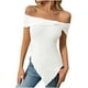 thumbnail image 1 of Blusas para Mujeres Casual Color Sólido de un Hombro Delgado Dividido, Arco Detalle Poliéster Elastano Superior, 1 of 7
