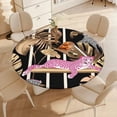 thumbnail image 5 of Pink Jaguars Tropical Gold Leaves Round Table Cover Kitchen Printed Waterproof Tablecloth Elastic Edged Tablecloth Fits Party Wedding Indoor Outdoor Tables, 5 of 8