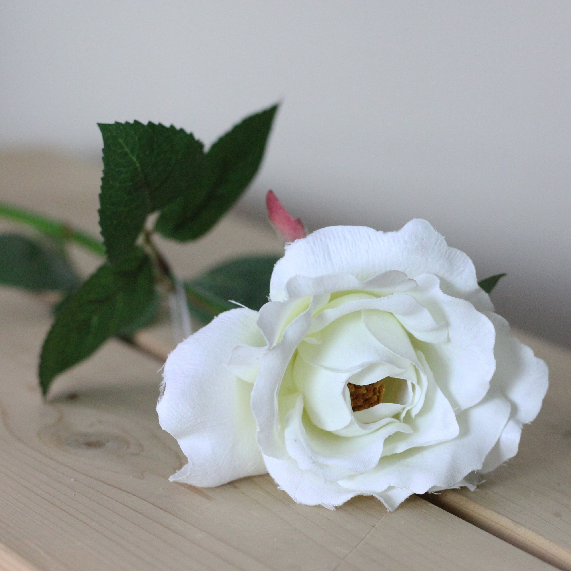 23" Creamy White Long Stem Artificial Blooming Rose Pick