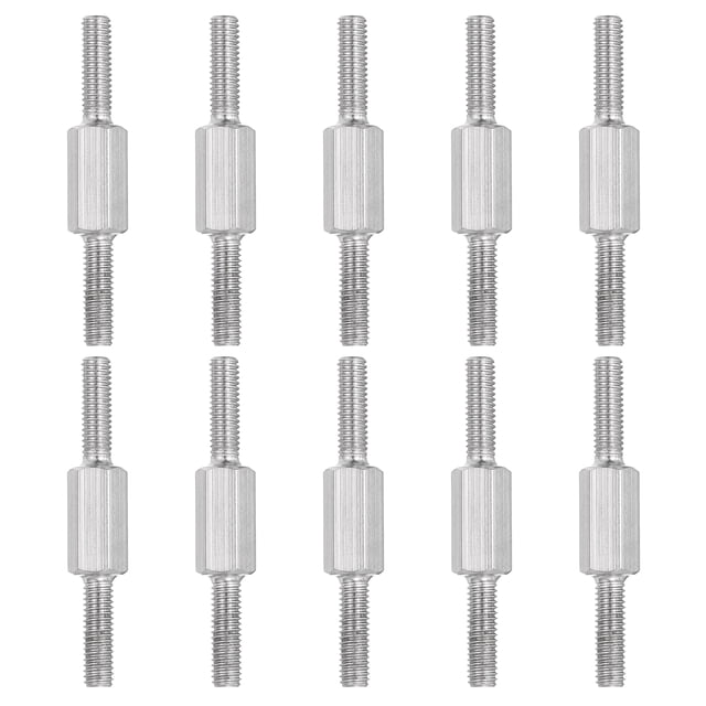 M3x30mm Vis à Double Extrémité Filetée, 10 Pcs Boulon Hexagonal en Acier Inoxydable 304