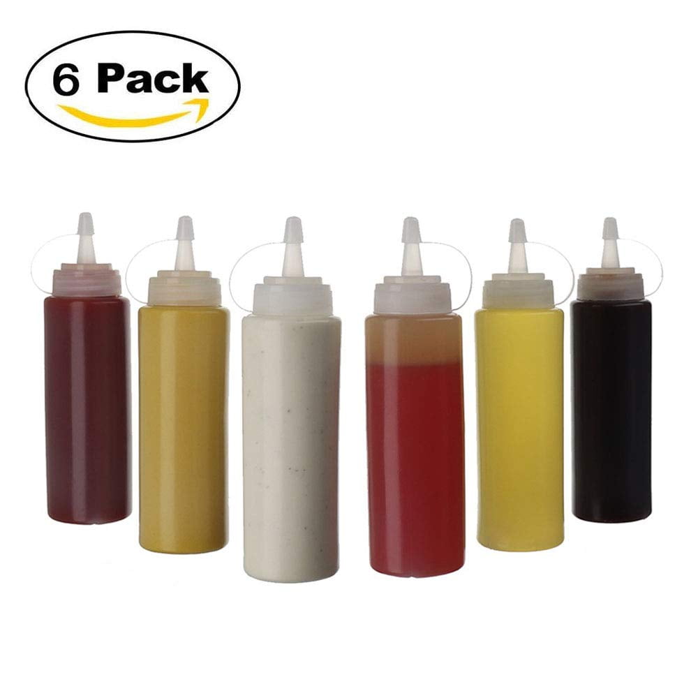 12 Pack 8 Oz Plastic Condiment Squeeze Bottles withTip Cap 8ounce Set