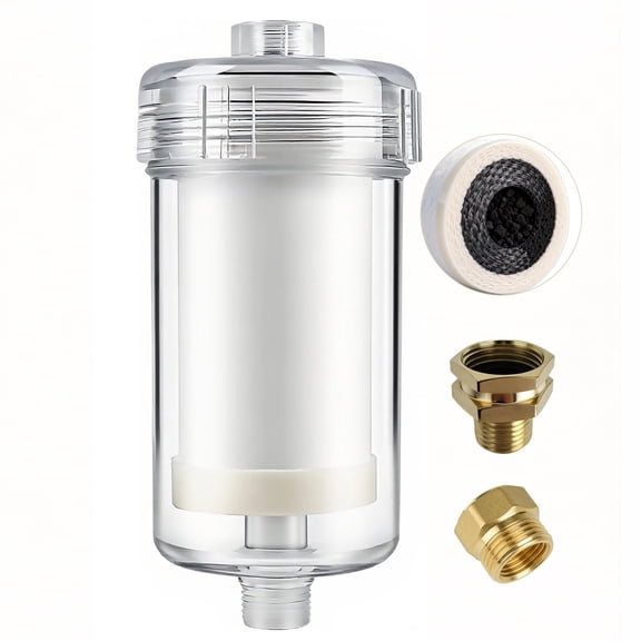 Visible Water Filter for Shower, Washing machine filter, 1 micron Carbon Filter, 99% Removal of Chlorine, Fluoride, Heavy metal, Odor, Improves Skin Condition, Protects hair, Reduce Clothes Yellowing
