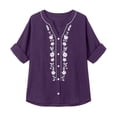thumbnail image 3 of Gytharion Women's Spring and Summer Half Sleeves Cardigans V Neck Casual Solid Color Cardigan Cotton and Linen Button Front Tops, 3 of 4