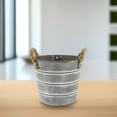 thumbnail image 6 of Worgeous Retro Silver Iron Flower Pot with Rope Handle for Gardening and Home Decor Small Flowerpot 7.5, 6 of 8
