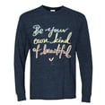 thumbnail image 2 of Positivity saying Pop Culture Mens Long Sleeve Shirt, Vintage Heather Navy, 3XL, 2 of 3