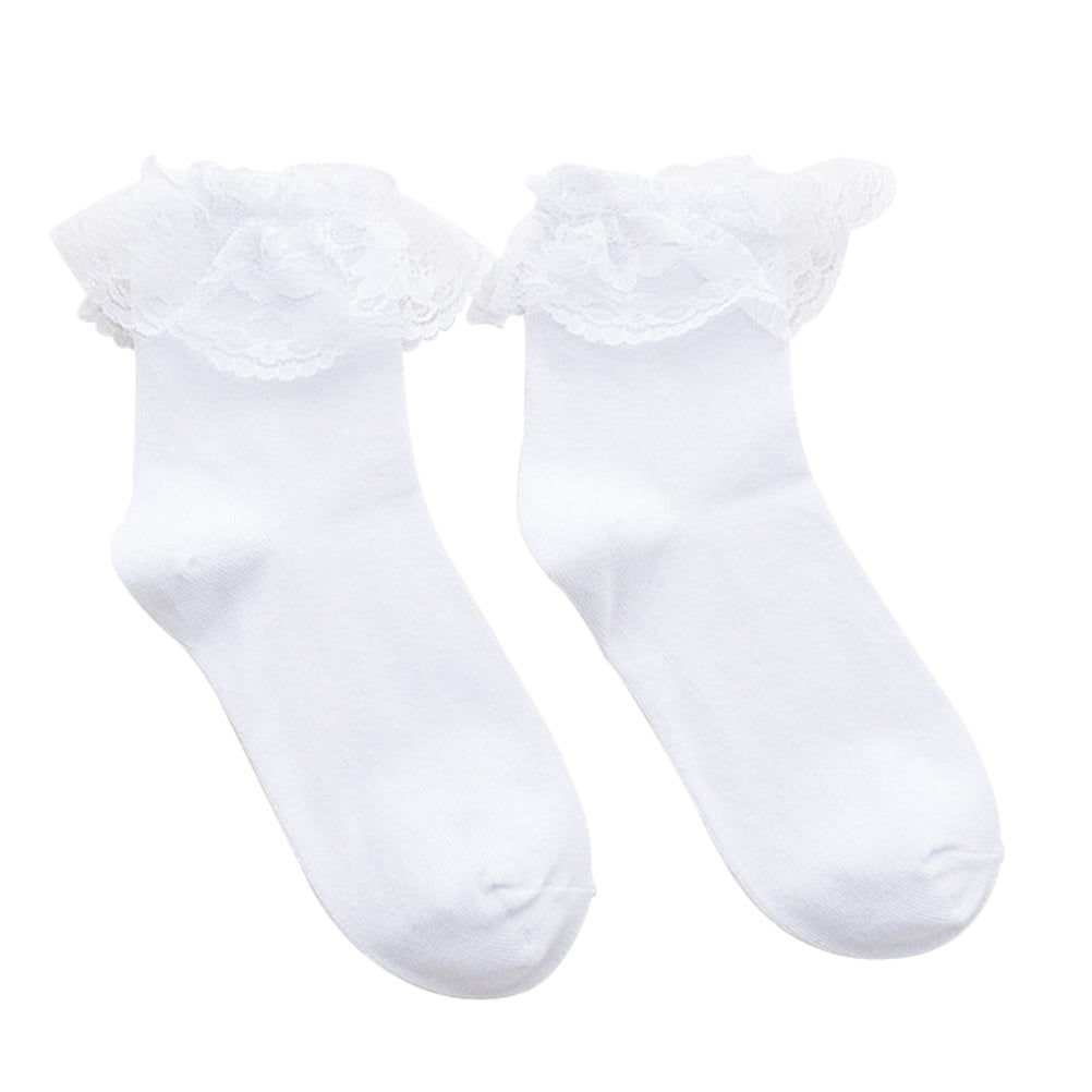 LOLIPPYY 1Pair Japanese Style White Lace Socks Elastic Breathable Short Tube for Stylish Comfort