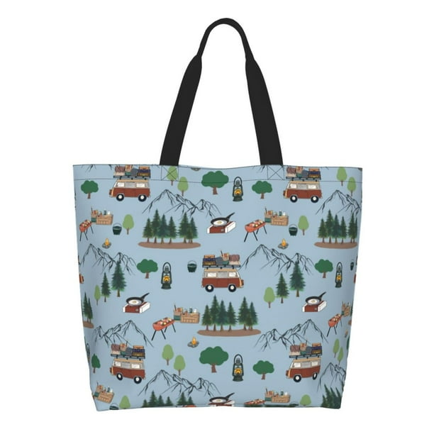 Disketp Camping Caravan Bolsa Tote Estampada para Mujer, Bolso de Hombro y de Mano para Compras y Viajes