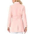 thumbnail image 4 of INSPIRE CHIC Women's Classic Stand Collar Long Sleeve Winter Belted Long Coat XS Pink, 4 of 9