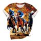 thumbnail image 5 of Tops de Cuello Redondo para las Mujeres, Nuevo Suéter de Manga Corta, Caballo Casual Impreso Top Camiseta, 5 of 5