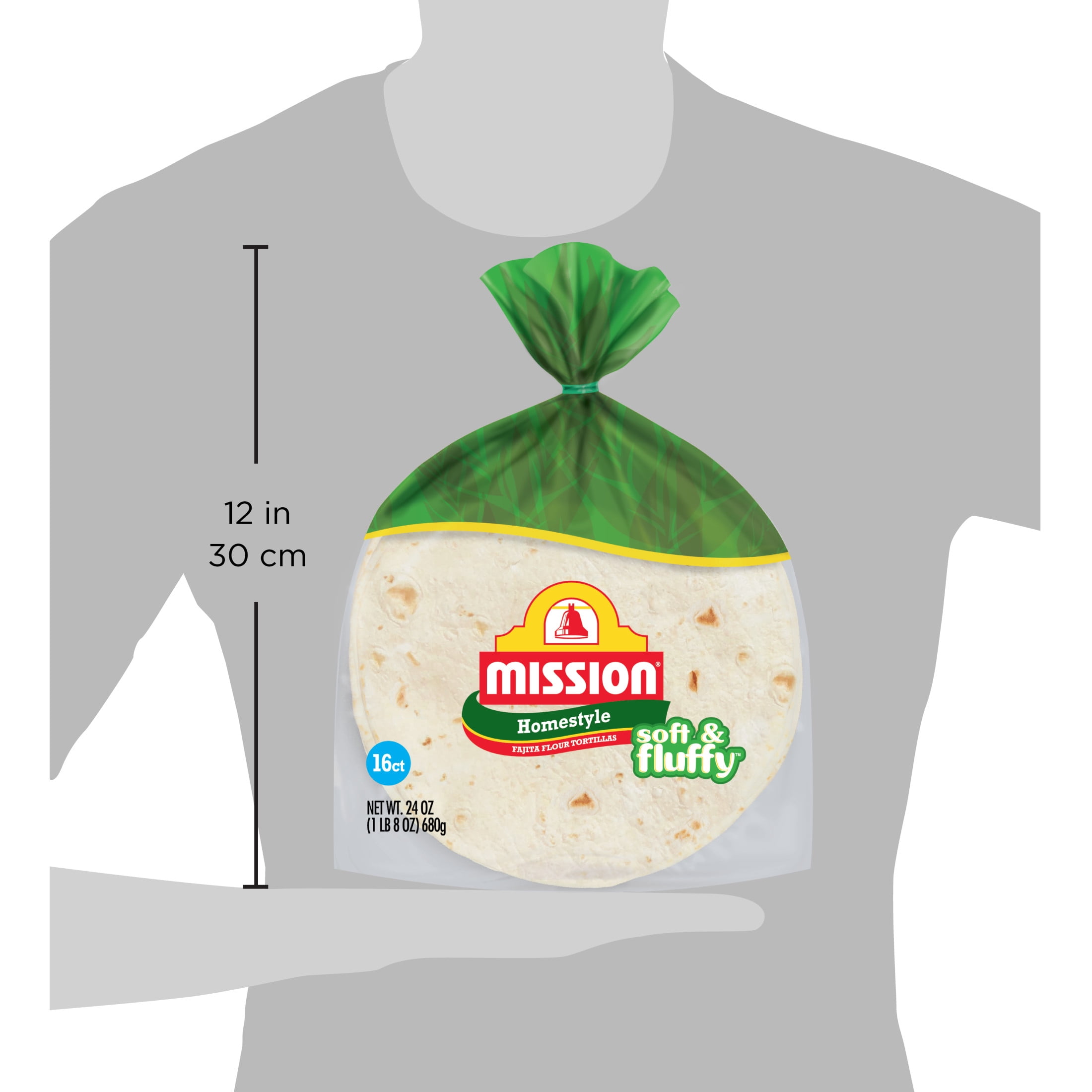 Mission Soft & Fluffy Homestyle Flour Tortillas, Fajita Size, 16 Count