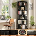 thumbnail image 4 of Aheaplus 6 Tier Rotating Bookshelf, Wood Spinning Bookshelf Tower, Round Revolving 360 Bookcase, Narrow Turning Book Shelf Rolling Corner Organizer for Small Space, Bedroom, Office, Black, 4 of 14