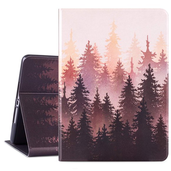 Vimorco Funda Para Ipad 9.7 Pulgadas 5.ª/6.ª Generación 2017/2018 Funda Protectora De Cuero Para Ipad 9.7 Air 1/2 Gen Slim Soporte Multiángulo Ajustable Auto Wake/Sleep Bosque Rojo