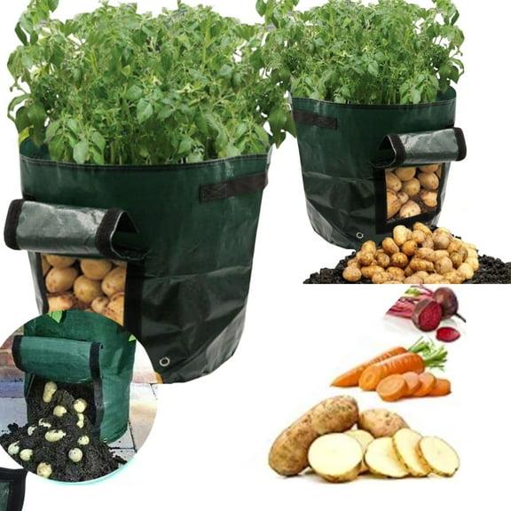 Potato Planter PE Container Bag Pouch Growing Pot Side Window