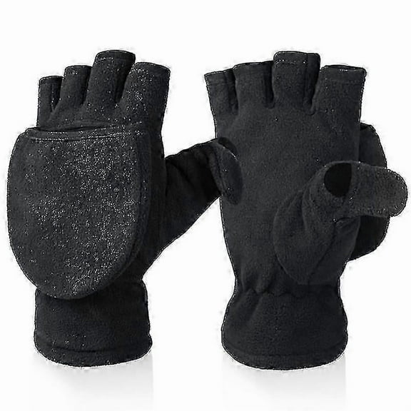 Winter Gloves 3m Thinsulate Fingerless Convertible Thermal Mittens Windproof Insulated Polar Fleece