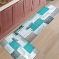 thumbnail image 3 of Kitchen Rugs and Mats Non-Slip Cushioned Anti-Fatigue Kitchen Rug with Runner Set of 2, Cyan Blue Gray Modern Abstract Art Painting Graffiti Design Kitchen Mats for Floor 19.7x31.5inch+19.7x47.2inch, 3 of 6