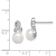 thumbnail image 2 of Primal Silver Sterling Silver Rhodium-plated 6-7mm White Freshwater Cultured Pearl Cubic Zirconia Post Earrings, 2 of 4