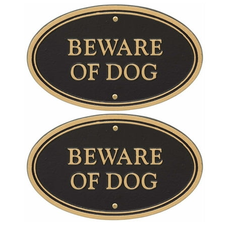 Whitehall Products Beware of Dog Statement Plaque (Black/Gold, (Best Of Jack Whitehall)