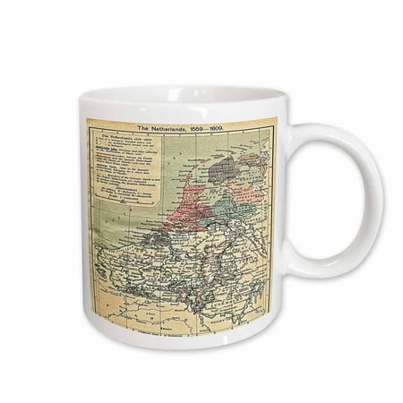 

3dRose Print of Netherlands Map From 1559 to 1608 Ceramic Mug 11-ounce